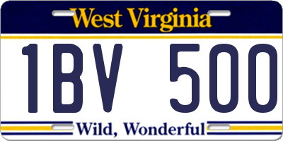 WV license plate 1BV500