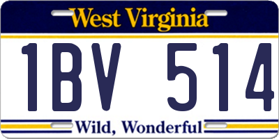 WV license plate 1BV514