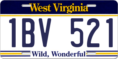 WV license plate 1BV521
