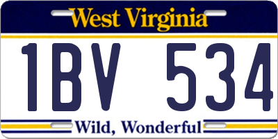 WV license plate 1BV534