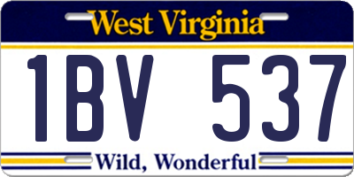 WV license plate 1BV537
