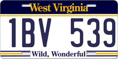 WV license plate 1BV539