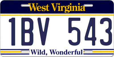 WV license plate 1BV543
