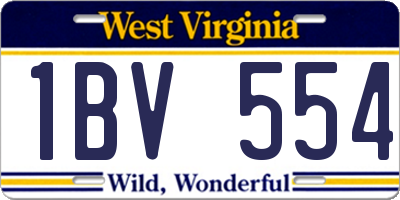 WV license plate 1BV554