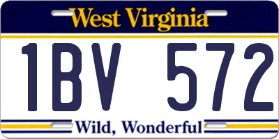 WV license plate 1BV572
