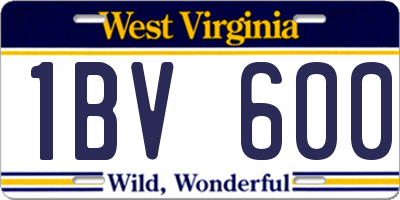 WV license plate 1BV600