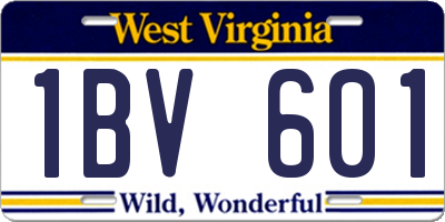 WV license plate 1BV601