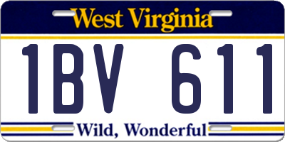 WV license plate 1BV611
