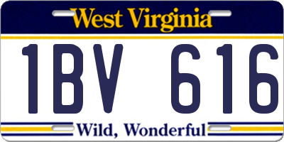 WV license plate 1BV616