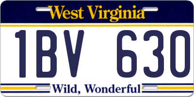 WV license plate 1BV630