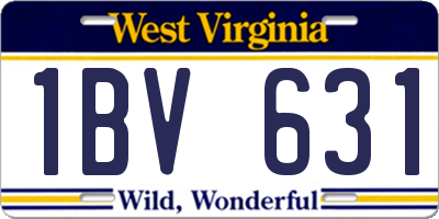WV license plate 1BV631