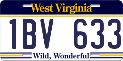 WV license plate 1BV633