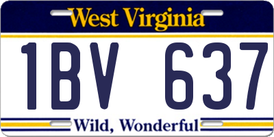 WV license plate 1BV637