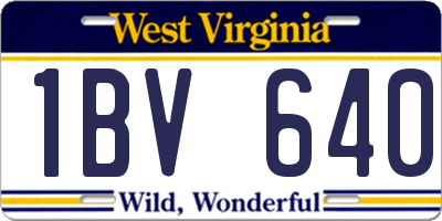 WV license plate 1BV640