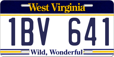 WV license plate 1BV641