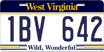 WV license plate 1BV642