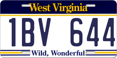 WV license plate 1BV644