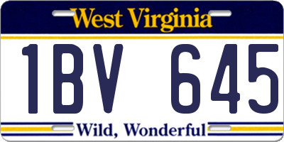 WV license plate 1BV645