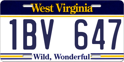 WV license plate 1BV647