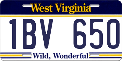 WV license plate 1BV650
