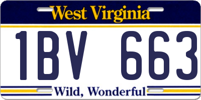 WV license plate 1BV663