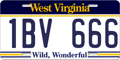 WV license plate 1BV666