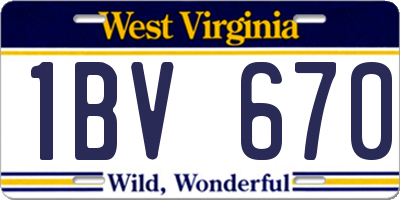 WV license plate 1BV670