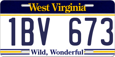 WV license plate 1BV673