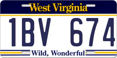 WV license plate 1BV674