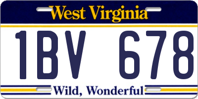 WV license plate 1BV678