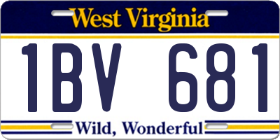 WV license plate 1BV681