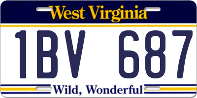 WV license plate 1BV687