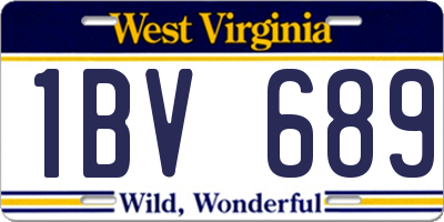 WV license plate 1BV689