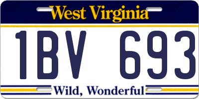 WV license plate 1BV693