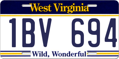 WV license plate 1BV694