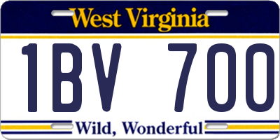 WV license plate 1BV700
