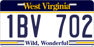 WV license plate 1BV702