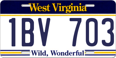 WV license plate 1BV703