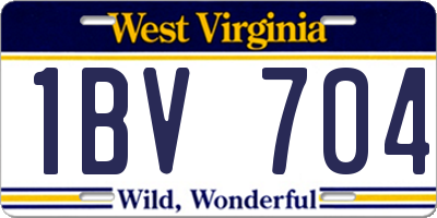 WV license plate 1BV704