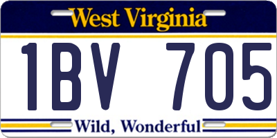 WV license plate 1BV705