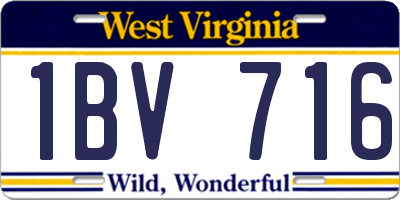 WV license plate 1BV716