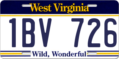 WV license plate 1BV726