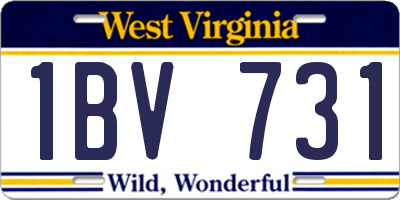 WV license plate 1BV731