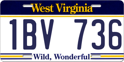 WV license plate 1BV736