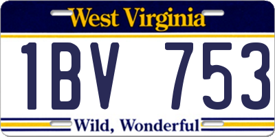 WV license plate 1BV753