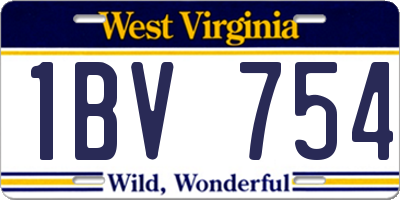 WV license plate 1BV754