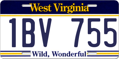WV license plate 1BV755