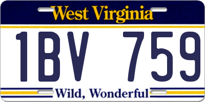 WV license plate 1BV759