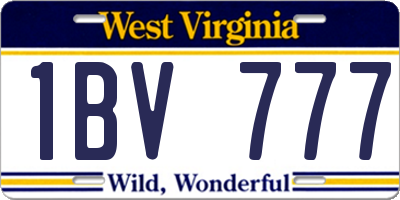 WV license plate 1BV777