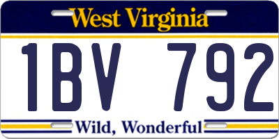 WV license plate 1BV792